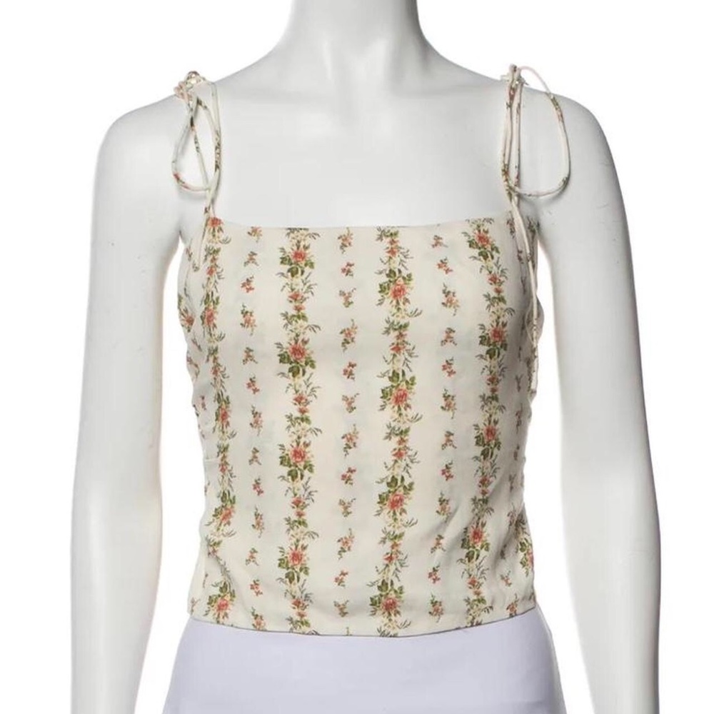 Reformation Meyer top, unworn, size 0, floral, tie straps